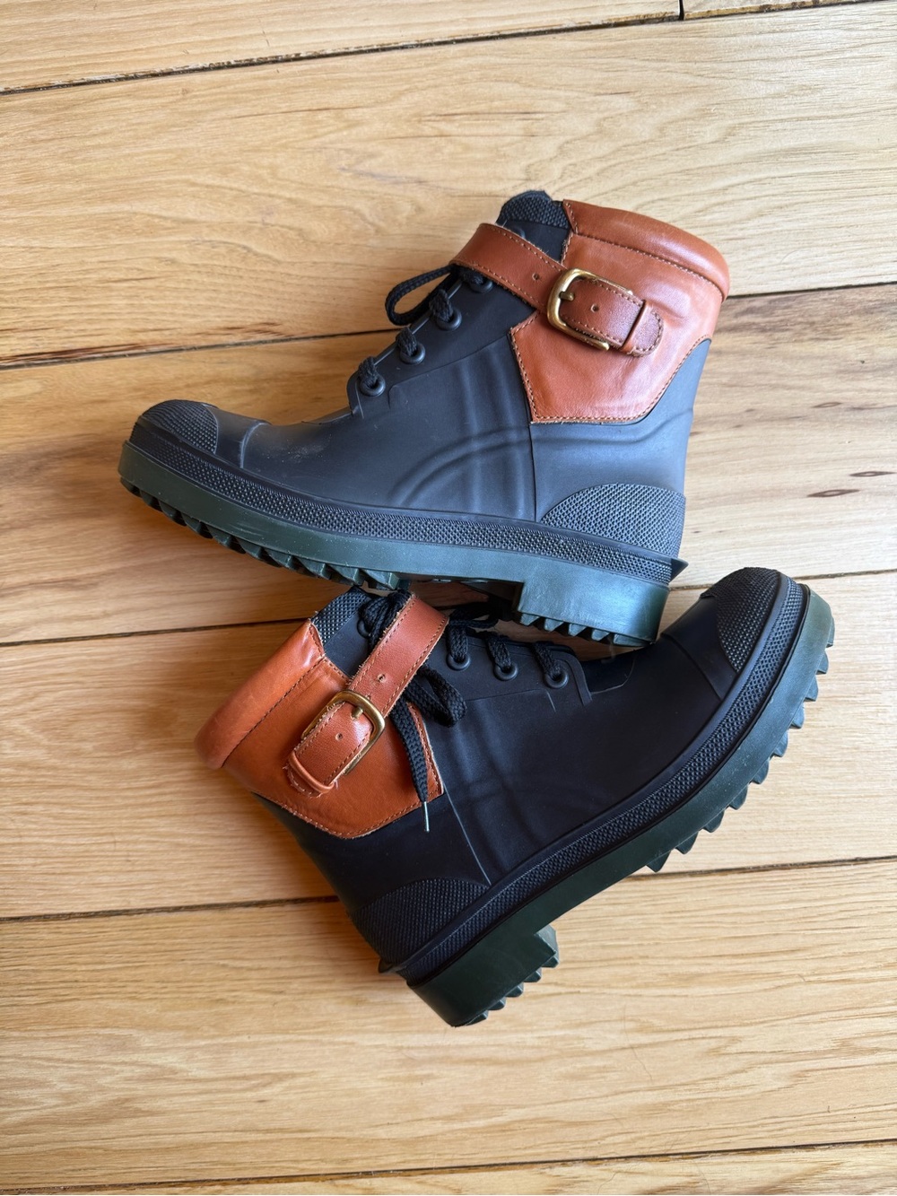 Rachel Comey Black and Brown Rain Boots